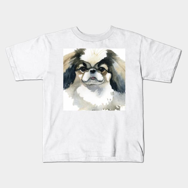 Japanese Chin Watercolor - Dog Lover Gifts Kids T-Shirt by Edd Paint Something